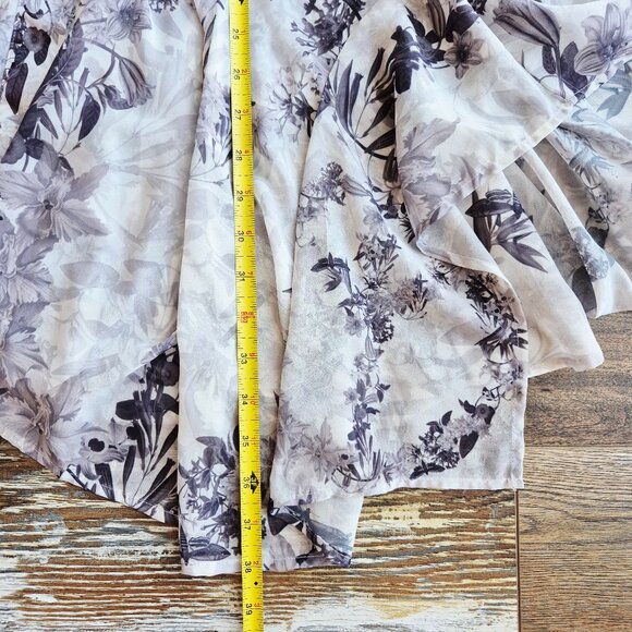 AllSaints Fleur Audrey Floral Print Asymmetric Mini Dress Mono White - Picture 16 of 16